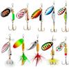 TB Tbuymax Tbuymax - Set di 10 esche da pesca, per spigola, trota, salmone, in metallo duro, con 2 scatole per attrezzatura