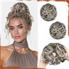 Sofeiyan 2PCS chignon finto per capelli,Ondulato Chignon Finto per Capelli con Elastico,Sintetica Coda di Posticci per Capelli per Donne,Castano Con Riflessi Bianchi