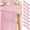 Pesonlook Confezione da 8 Runner da tavola in Garza da 3 m di Lunghezza, Colore Rosa Chiaro, Rustico, Stile Bohémien, per Matrimoni, Feste e banchetti-55 x 300 cm