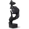 greafy Scultura decorativa Silence nera - Statua del silenzio in resina statuetta pensatore su base nera come decorazione per il soggiorno, statuetta decorativa moderna per camera da letto e ufficio,