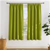Pony Dance Tende termiche, isolanti, oscuranti, con fettuccia arricciata, per camera da letto, soggiorno, cameretta, porta finestra, senza foratura, 2 pezzi, L 140 cm x H 175 cm, verde chiaro
