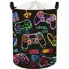 HUUMONSS Grande Cesta Porta Biancheria Controller di Gioco Pieghevole Cestini Portaoggetti Giocattoli/Vestiti per Genitore Cesta Indumenti Sporchi per Bagno, Nero, 63L