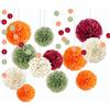 ROEOWENE 15PC Fiori di Carta per Decorazioni Pon Pon Carta Velina Pom Pom Decorativi da Appendere Ventaglio Palla Fiori Giganti per Allestimenti per Compleanno,Matrimonio,Battesimo,Festa-Arancione