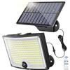 KagoLing Luce Solare LED Esterno, Kagoling [1 Pezzi] Faretto Solare da Esterno con sensore di movimento[202LED/3Modi] Luci Solari Esterno impermeabile IP65 con telecomando e cavo di prolunga da 5M per giardini