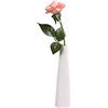 Bamboopack Vaso in ceramica bianca, alto e conico, con piccoli boccioli, vaso a stelo singolo, decorazione per la casa, centrotavola floreale per fiori e ufficio, decorazione per la casa e per