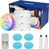 SANSI Luce Subacquea con Telecomando, Luci LED per Piscina con 20 Colori RGB, IP68 con Magneti e Ventose, Per Piscine, Acquario, Fontana, Idromassaggio, Decorazione per Feste, 4 Pezzi
