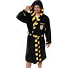 Harry Potter Accappatoio unisex nero con cappuccio Tassorosso | Morbido pigiama in pile con cravatta | Pigiama a maniche lunghe a tema cinematografico | Perfetto per rilassarsi a casa