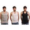 Orbiz Confezione da 3 canottiere da uomo in 100% cotone, per allenamento, palestra, tinta unita, nero, grigio, bianco, nero, bianco, grigio., XXL