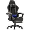 JUMMICO Sedia da gaming da ufficio, ergonomica, con cuscino lombare massaggiante, schienale regolabile 90-135°, e poggiapiedi, capacità di carico 150 kg, colore: Grigio