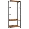 SONGMICS Guardaroba, Stand Appendiabiti, Armadio Aperto con Aste per Appendere, Ripiani Portaoggetti, Ganci Rimovibili, 60 x 40 x 181 cm, Marrone Vintage RGR006B01