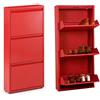D'CASA - Scarpiera in Metallo Rosso con 3 cassetti, 51 x 16 x 106 cm