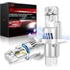 AUXIRACER Lampadine H4 LED, 30000LM 1:1 Mini Design H4 LED 6500K Bianco Freddo 12V 120W Plug and Play, Lampadina per fari per Moto Automobili Come Abbaglianti e Anabbaglianti, Confezione da 2
