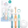 BABY-NOVA babynova Set di Avvio per la Cura Dentale - Spazzolini per Bebè dai 6 Mesi - Spazzolino da Allenamento, Anello di Protezione per Maggiore Sicurezza, Spazzolino e Puliscilingua per - senza BPA