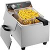 DULNICE Friggitrice elettrica commerciale 8L con serbatoio singolo e coperchio friggitrice con grasso 3000W, friggitrice olio controllo della temperatura 60-200°C riscaldamento rapido per casa e