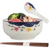 TuYines Ramen Bowl,Ciotola giapponese in ceramica,Set di ciotole ramen,Ramen Bowl con cucchiaio bacchetta,Ciotola ramen in ceramica,Ciotole da zuppa, insalatiere (Style B)