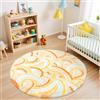 Enyhom Tappeto Rotondo Salotto, Morbido Tappeto Cameretta Bambina Antiscivolo Tappeti Camera da Letto - Motivo Arcobaleno - Tappeto Camera Bambini Lavabile(Arancione, 120)