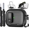 Joremx Compatibile con AirPods Pro 2, blocco di sicurezza esterno in fibra di carbonio, per AirPod Pro Caes con kit di pulizia, moschettone da arrampicata in fibra di carbonio e funzione di supporto
