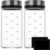 Bangbobi Set di salieri e Pepe 2-in-1, saliere Grande da 200 ml con Coperchio, Shaker per Zucchero a Velo e Shaker al Cacao, Dispenser di spezie in Vetro borosilicato per Cucina e griglia, 2 Pezzi