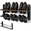 Piashow Scarpiera da parete sottile, scarpiera da parete in metallo, scarpiera a 2 livelli, scarpiera pieghevole da parete per 6 paia di scarpe, 37-67 cm, allungabile, per roulotte, bagno, corridoio