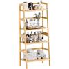 HITNET Scaffale a Scala, Libreria 4 Ripiani in Bambù, Indipendente Scaffali Portaoggetti per Soggiorno, Camera da Letto e Ufficio, Naturale