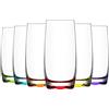 LAV - Set di 6 Bicchieri Adora Highball Multicolore da 390 ml, Alti e in Vetro per Acqua, Succo di Frutta e Cocktail