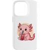 Cute Kawaii Axolotl Drinks Boba Bubble T Custodia per iPhone 14 Pro Carino Axolotl Kawaii Anime Bere Bubble Tea Ragazza Bambini