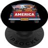 Funny America Highland Cow Fireworks Tru Patriotic Truck Highland Cow Cute 4 luglio bandiera americana PopSockets PopGrip Adesivo