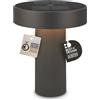 BRILONER - Poga lampada da tavolo senza fili, pannello solare, touch dimmer continuo, ip44, cavo usb-c, lampada solare da tavolo ricaricabile, comodino, German Design Award 2026, 16x20 cm, antracite