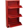 DRW Scarpiera in Metallo a 3 cassetti, Rosso, 103x50x15cm