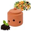 Relaxdays vermicompostiera da interrare, 1 L, per scarti di Cucina, con Coperchio, per Giardino e aiuola, in Terracotta