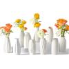 DOLEEYAE Set di 10 piccoli vasi in ceramica bianca, mini vasi per fiori ed erba della pampa, centrotavola bohémien per decorazioni per la casa e le feste, vasi bianchi per la casa, set di vasi in ceramica per