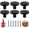 WaxYxaW Set di 6 pomelli rotondi per porte e mobili, in alluminio, resistenti, maniglie per cucina e armadietti, con viti e cacciaviti inclusi per armadi e cassettiere moderni