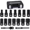 MIXPOWER 16 pezzi 1/2 pollici Drive Impact Bolt and Nut Extractor Socket Set, Stripped Lug Nut Remover Include Hex Shank Adapter & Pin Bar, per Removing Damaged Rusted Broken Rounded Fasteners Off