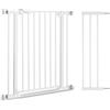 hauck Clear Step Autoclose 2 + Estensione da 21 cm, Bianco - Cancelletto Bambini Cani, Larghezza Regolabile da 96 a 101 cm, Alto 77 cm, Chiusura Automatica, Base Piatta, Apertura 2 Sensi con una Mano