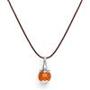 Tamashii collana con ciondolo a goccia Ear-Drops in Argento 925 e corniola,cordoncino marrone.NHS1800-19