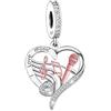 Mon & Sons Ciondolo a forma di riccio, con scritta Mom Music Dance Love Heart Dog Sister ADHD Angel Wing Rose Gold Crystal Bead Ciondolo in argento Sterling 925 compatibile con braccialetti Pandora Moments, 4mm