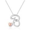 Mesovor Collana con Iniziale in Argento per Donna, Gioielli Placcati in Argento Sterling | Collana con Ciondolo con Nome Lettera Classica con Cuore in Oro Rosa, Catena da 20 Pollici (Lettera-B)