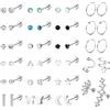 JeweBella 23 Paia Set Orecchini Donna Piccoli in Acciaio Chirurgico Anallergici Cartilagine Orecchini Stella Luna Zirconia Orecchino a Cerchio Helix Piercing Orecchino Flatback per Donna Uomo
