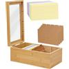 mumisuto Porta Carte In Legno Per Indice,Schedario Cassetta Vocabolario con 300 schede,Scatola Per Schede Di Indice,Flashcards,Biglietti Da Visita, Note E Carte Da Collezione,24,5 x 13,5 x 8,3 cm