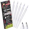 colozoo Penne gel bianche set, 5 punte 0,5-1,2 mm per carta nera