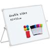 DOEWORKS Lavagna Bianca Magnetica 40 x 30cm, Lavagna Bianca da Tavolo Bifacciale Cancellabile a Secco per Casa Scuola Ufficio, con Telaio in Lega di Alluminio