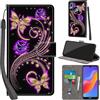 PHINIENLAND Cover per Huawei Honor 8A 2019/2020 / Huawei Y6 Prime 2019 Case PU Pelle Custodia [Kickstand] [Chiusura magnetica] [Slot per Schede], Portafoglio Flip Custodia per Honor 8A,Farfalla dorata