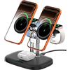 SwanScout 5-in-1 Stazione di Ricarica Wireless per Dispositivi Apple, Caricatore Magnetico Doppio per iPhone Air/17/16/15/14/13/12, Ricarica Veloce Doppia 5W per Apple Watch 11/10/Ultra 3/SE 3, SwanScout 902M