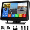 GOHHDL Telecamera Posteriore Set di 2 Telecamere Cablate, Monitor IPS HD da 7 Pollici 4K DVR con Android Cast, Impermeabile IP68, Registrazione, Monitoraggio del Parcheggio, Linee di parcheggio