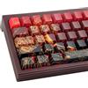 Hyekic PBT Custom Keycaps, 131 Tasti Red Ukiyo-e Keycap Profilo Cherry Dye-Sublimation Luce Trasparente Keycaps con Incisione Laterale per Cherry Gateron MX Switch Tastiere Meccaniche