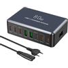 Kitbox Caricatore USB C Carica Rapida Caricabatterie USB Multiplo da 80W con 6* USBC and 2* USBA Stazione di Ricarica Veloce Alimentatore Presa USB Fast Charger per Apple iPhone,Samsung,Cellulare,Pixel