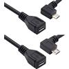chenyang Cavo CY, prolunga con angolo a 90 gradi orientabile verso destra e sinistra, per micro USB 2.0 da maschio a femmina, lunghezza 0,5 m