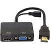 cablecc Splitter femmina da HDMI a VGA e HDMI con adattatore convertitore cavo audio video per HDTV PC Monitor