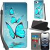 PHINIENLAND Cover per iPhone 17e / iPhone 16e custodia portafoglio Turquoise | 3 scomparti carte, 1 tasca banconote, Chiusura magnetica, Supporto, Pelle PU flip cover per iPhone 17e / 16e