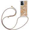 YAMCCCSE Custodia per Cellulare con Corda per Oppo A77 5G / Oppo A57 4G / Oppo A57S 4G Case, Liquido Sabbie Mobili Bumper TPU Cover con Collana Practical Stylish/Necklace Cordoncino Cordino Tracolla